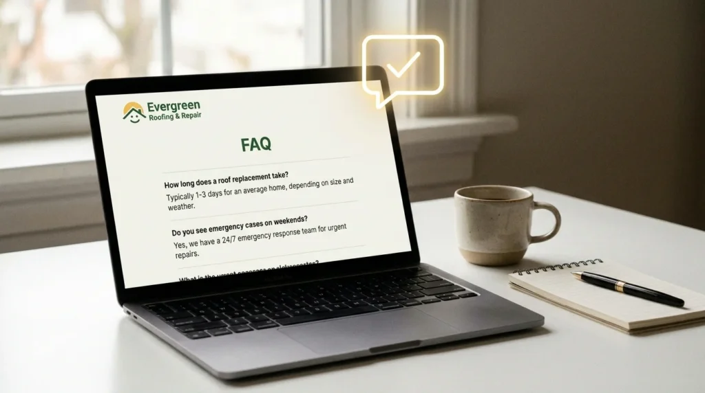 FAQ section example on a local business website optimized for AI search